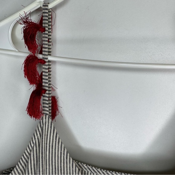 Samant Chauhan Striped w/ Red Accent Tassels Babydoll Dress - Picture 3 of 6